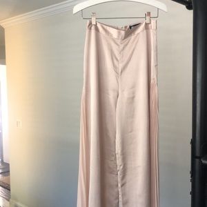 Satin pants with accordion sides